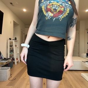 Tiger Mist Black Stretch Knit V Waist Mini Skirt